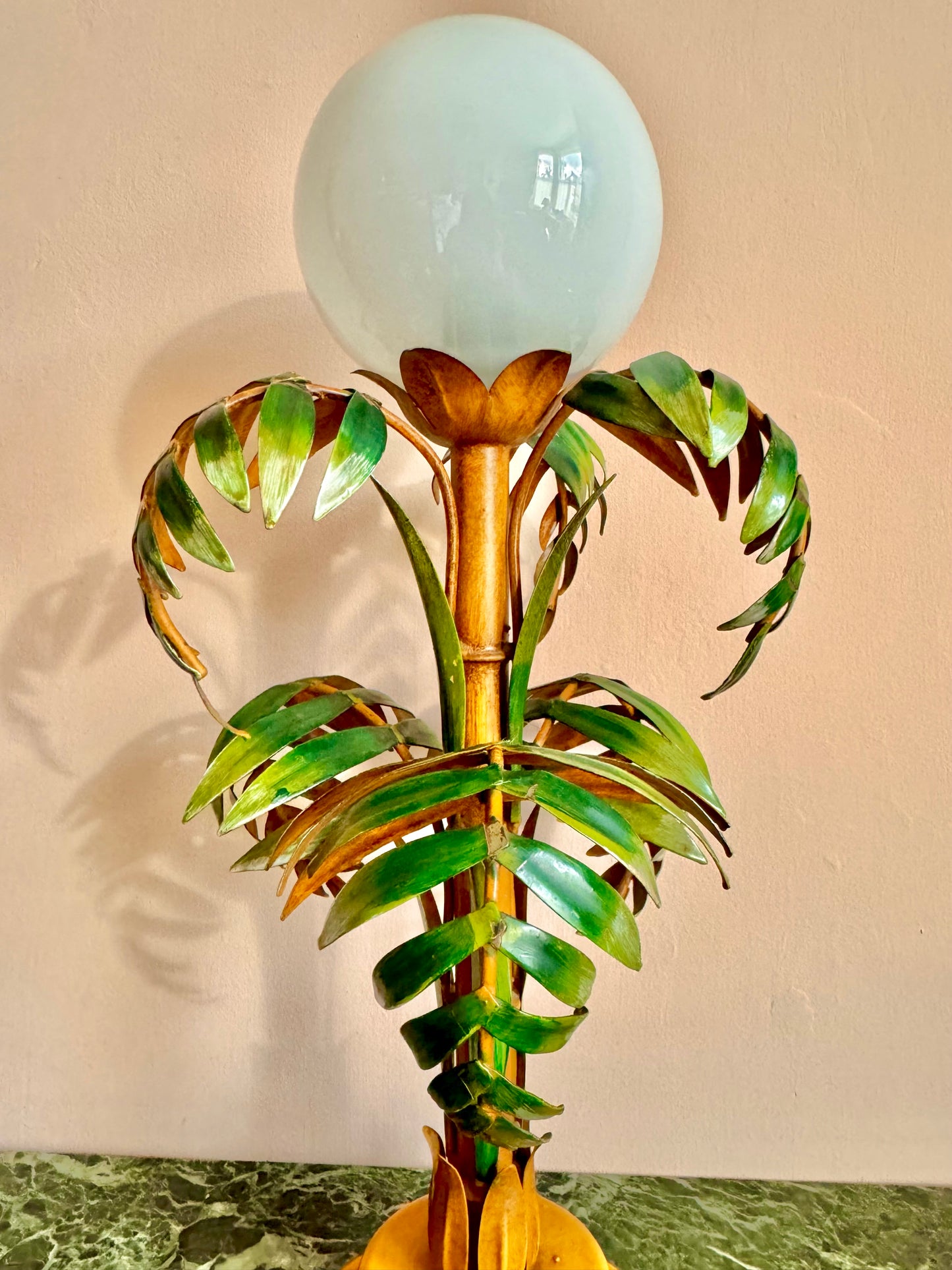 Pair of 1940s Italian Tole Bamboo Table Lamps