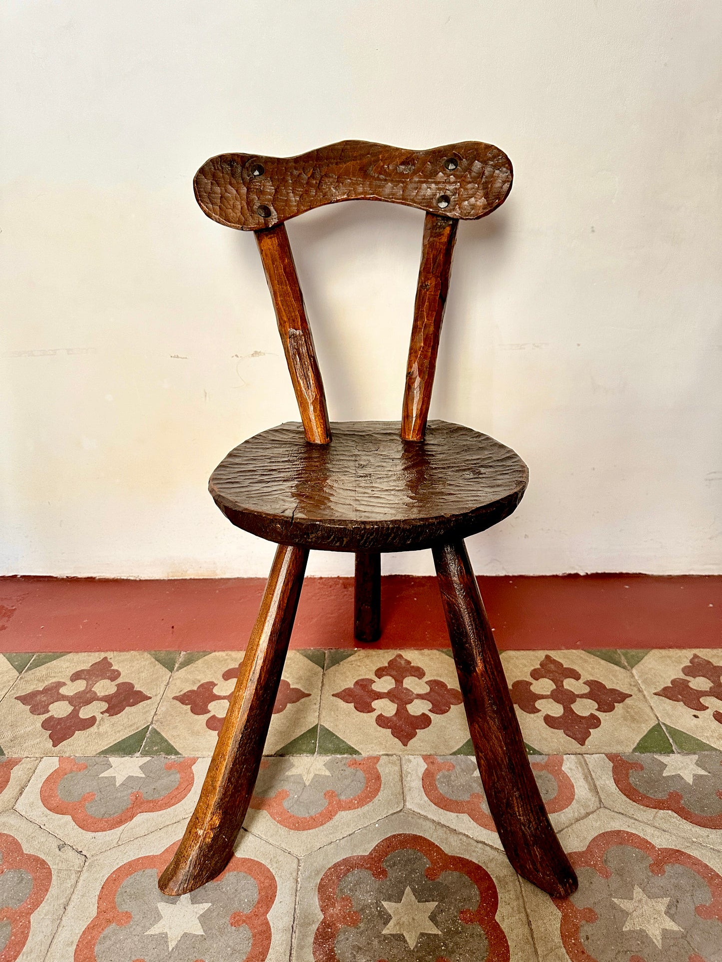 Pair Of 1950s French Primitive Brutalist Milking Stools