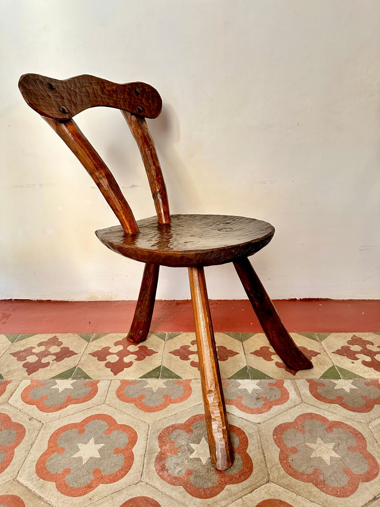 Pair Of 1950s French Primitive Brutalist Milking Stools