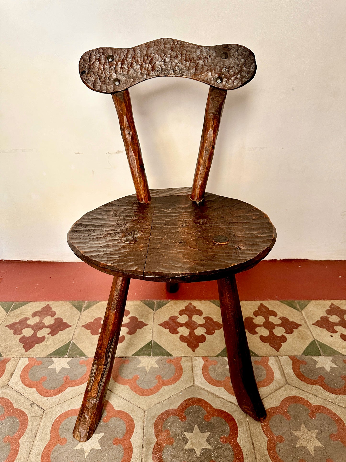 Pair Of 1950s French Primitive Brutalist Milking Stools