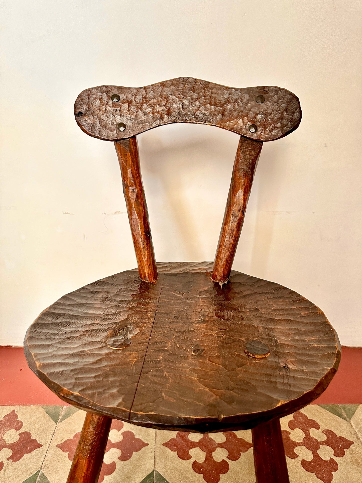 Pair Of 1950s French Primitive Brutalist Milking Stools