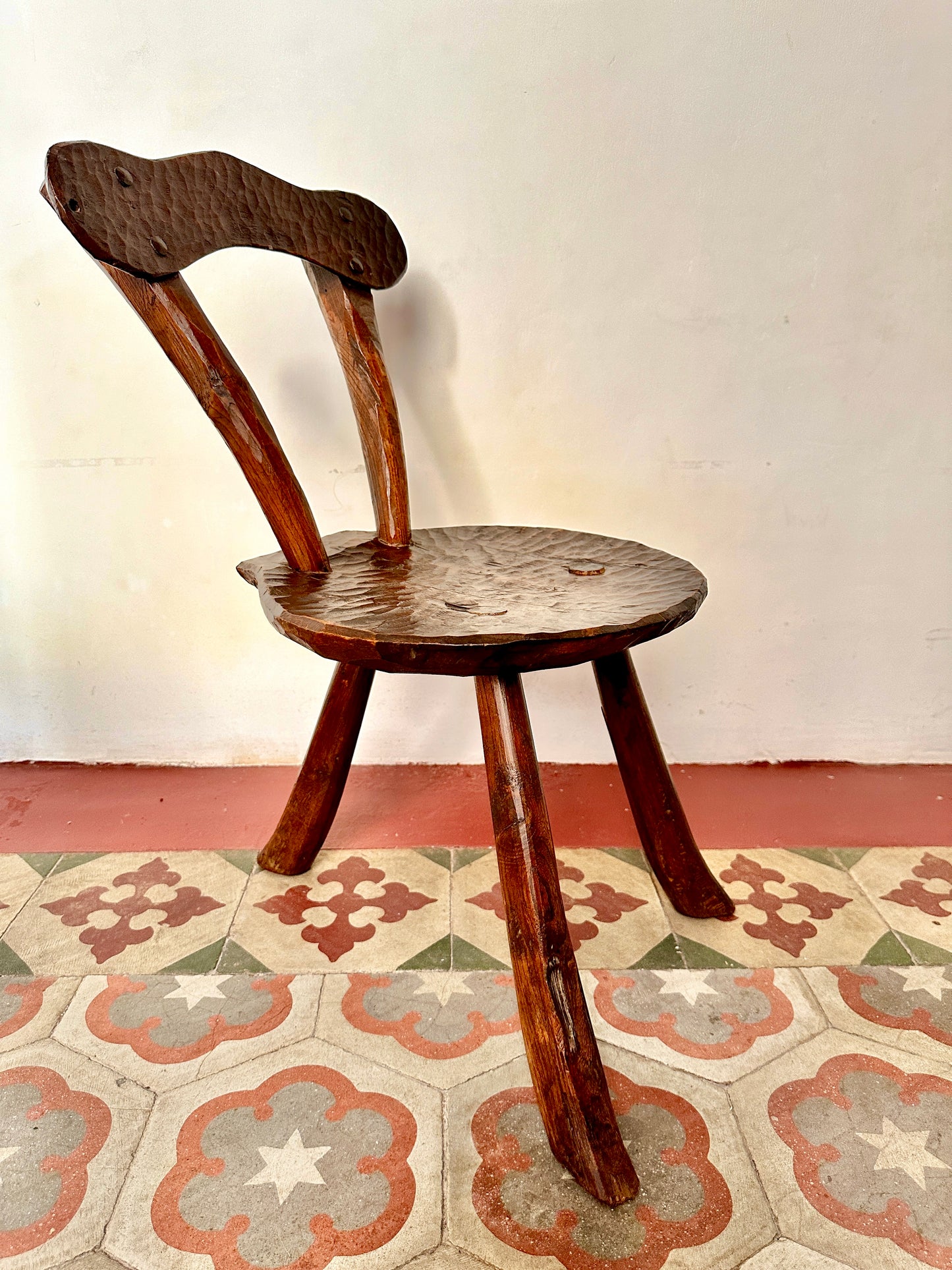 Pair Of 1950s French Primitive Brutalist Milking Stools