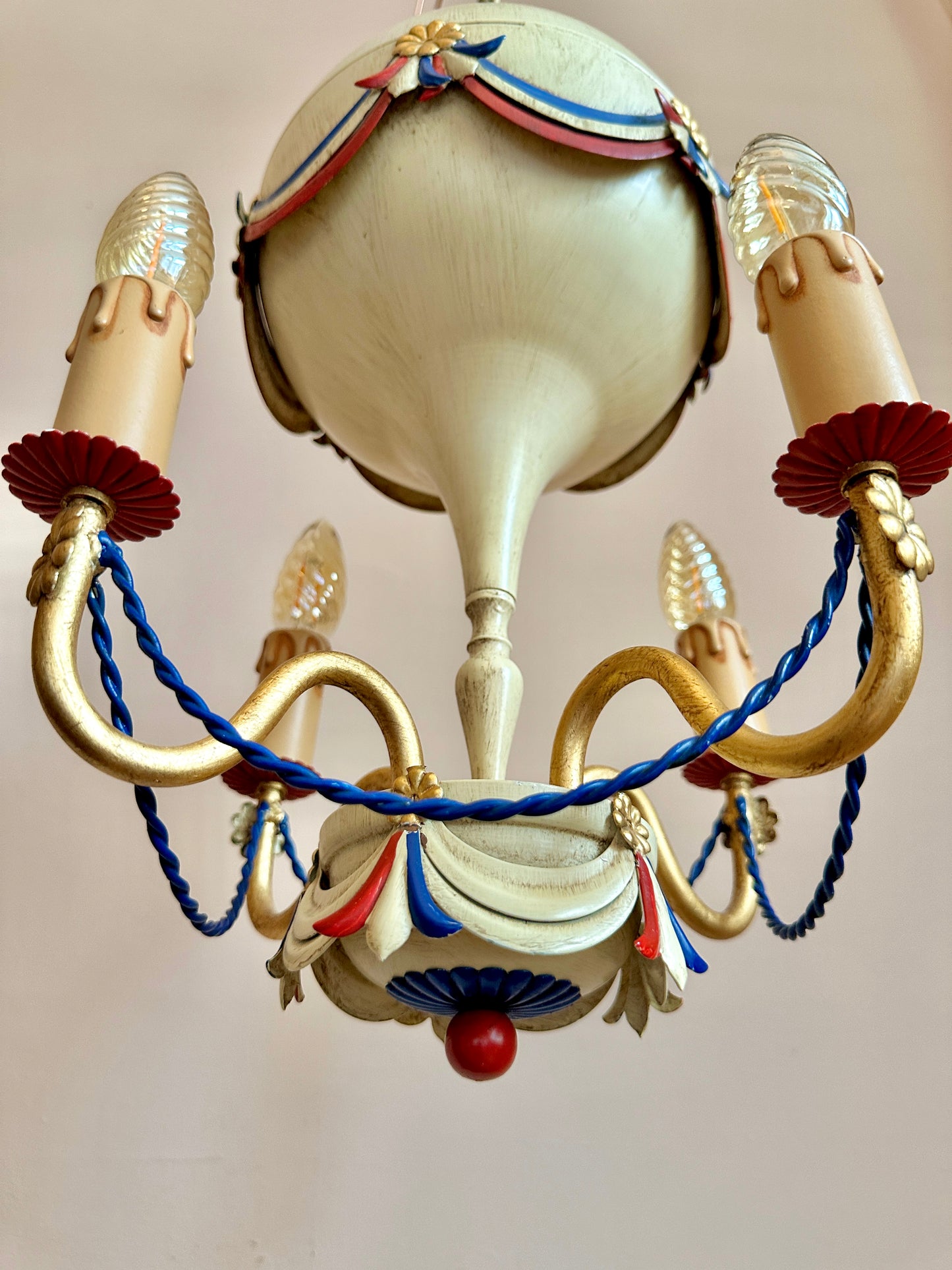 1940s French Montgolfier Balloon Toleware Chandelier