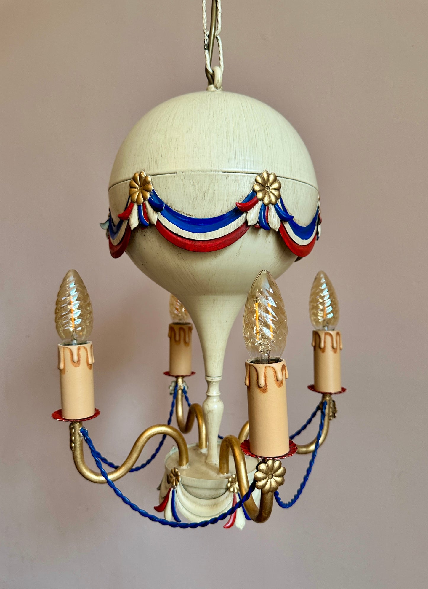 1940s French Montgolfier Balloon Toleware Chandelier