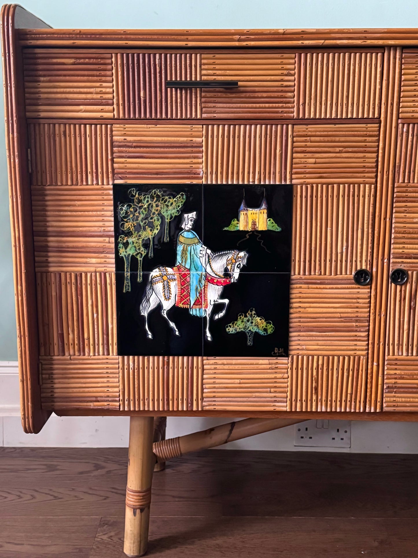 1950s Audoux Et Minet Pencil Reed Sideboard