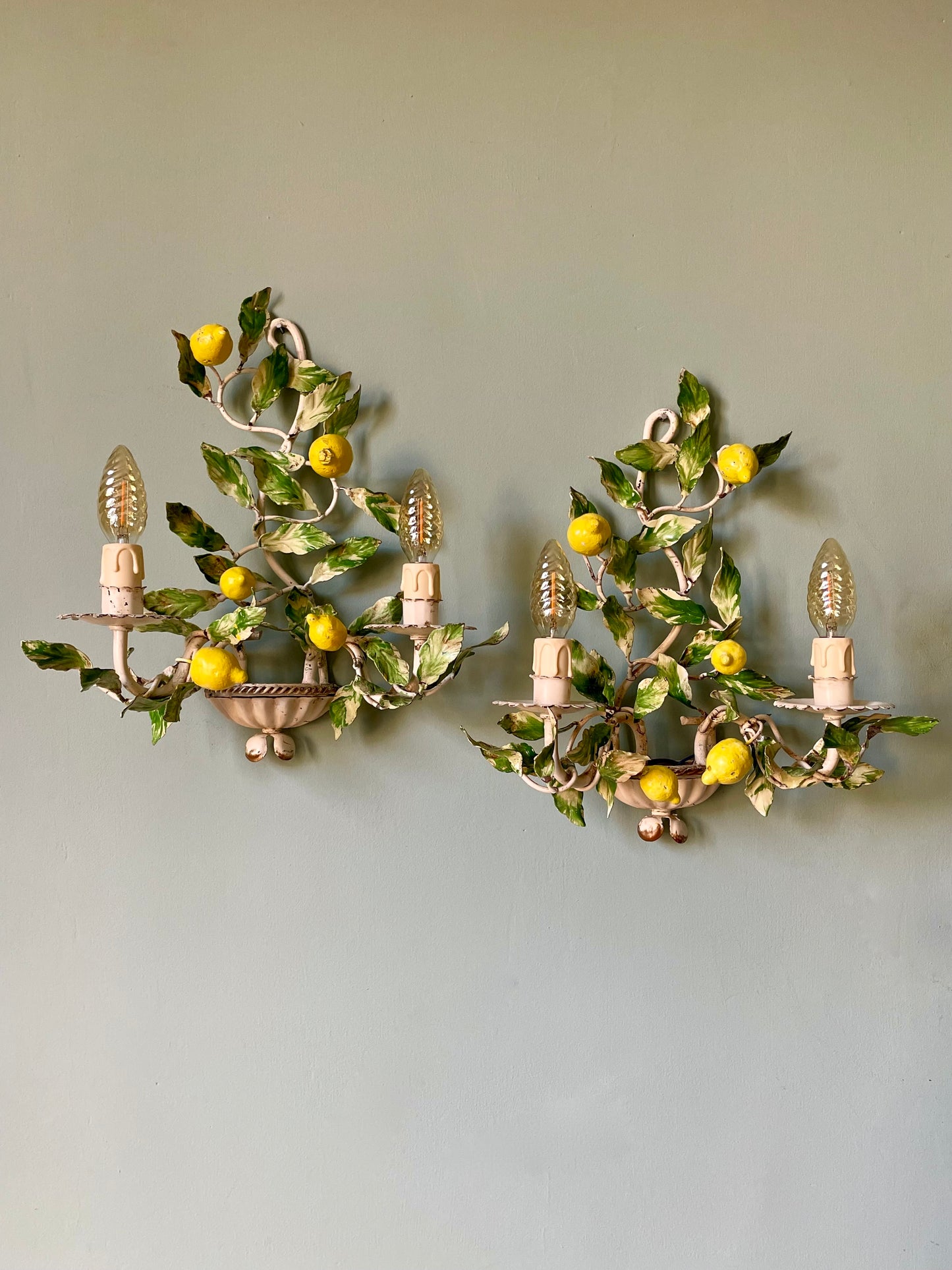 1940s Italian Lemon Tole Wall Lights