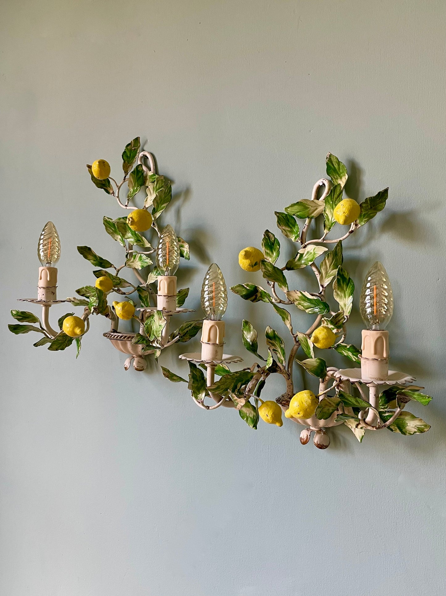 1940s Italian Lemon Tole Wall Lights