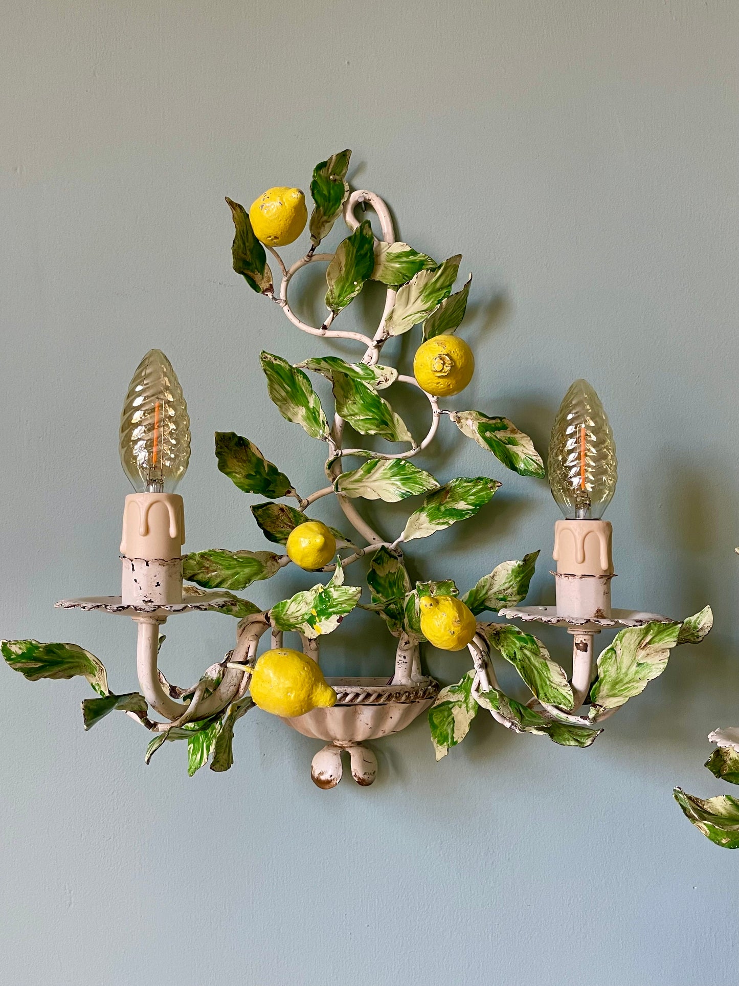 1940s Italian Lemon Tole Wall Lights
