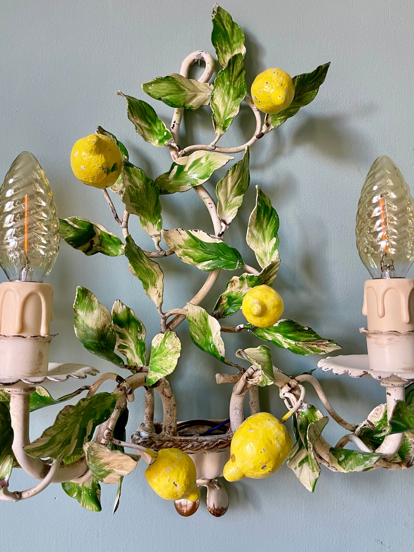 1940s Italian Lemon Tole Wall Lights