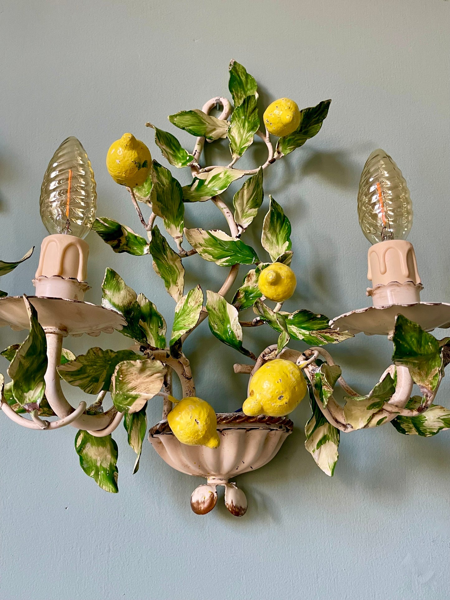 1940s Italian Lemon Tole Wall Lights