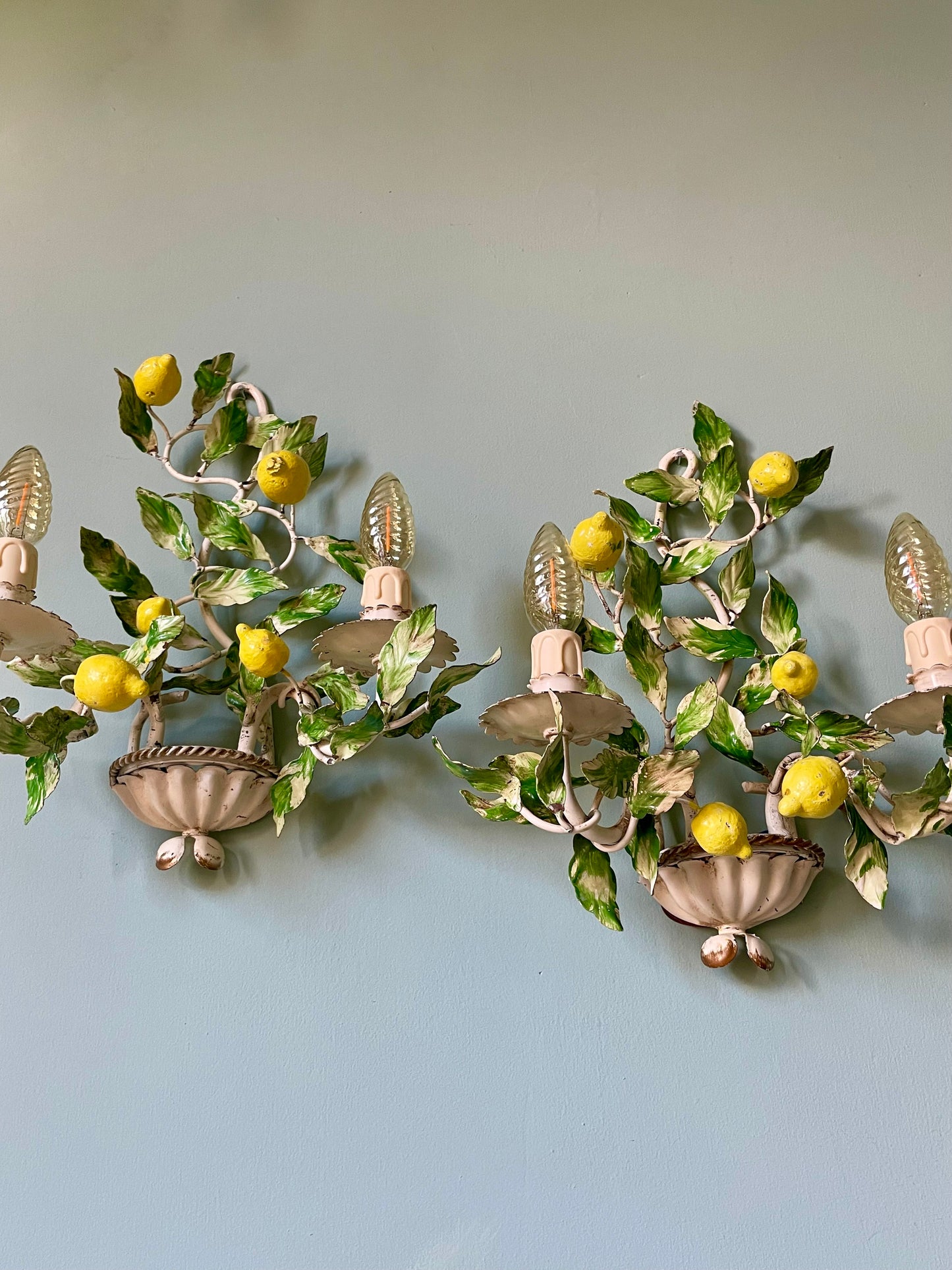 1940s Italian Lemon Tole Wall Lights