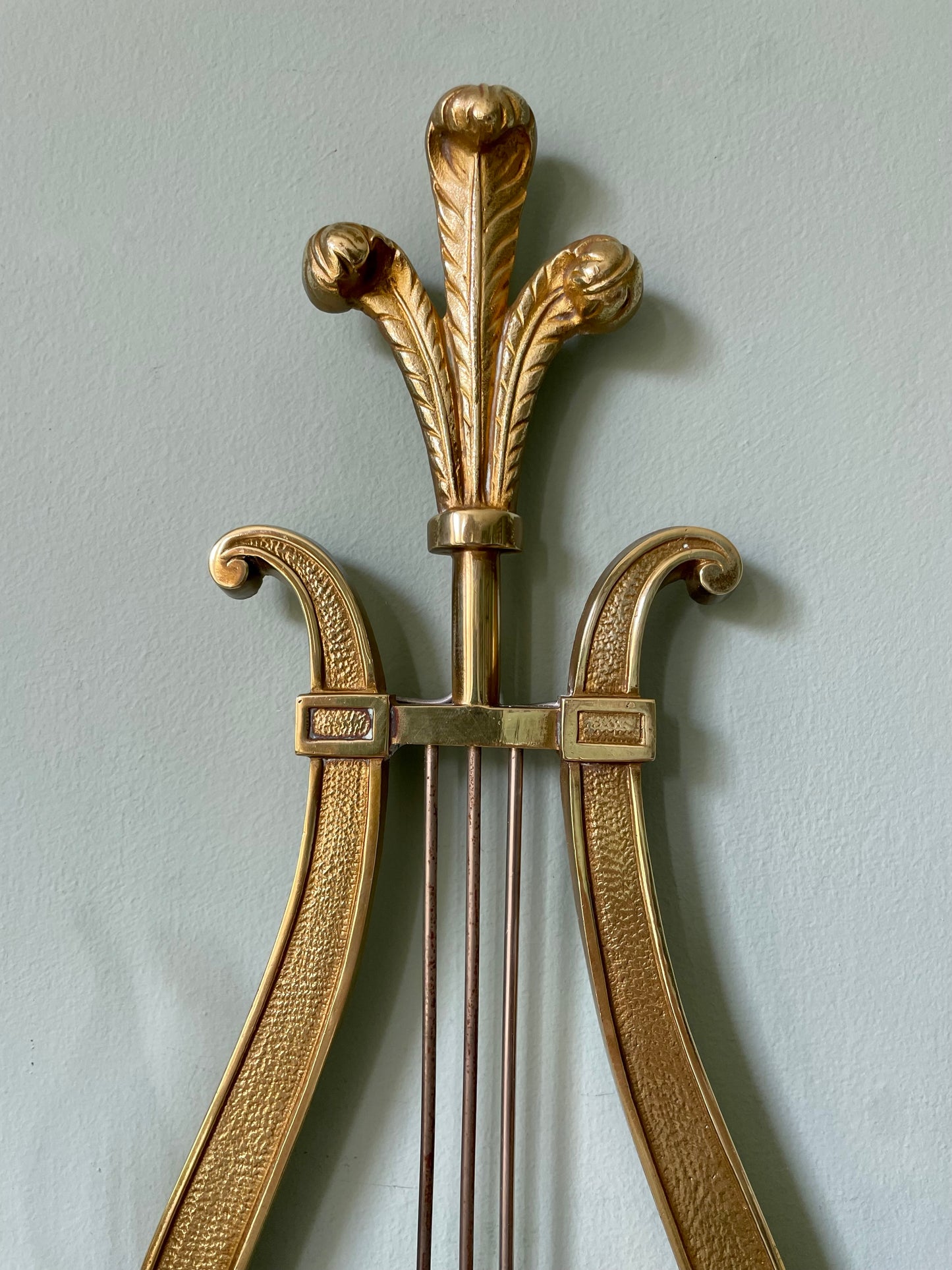 1950s Maison Charles (Stamped & Numbered) Brass Lyre Wall Lights