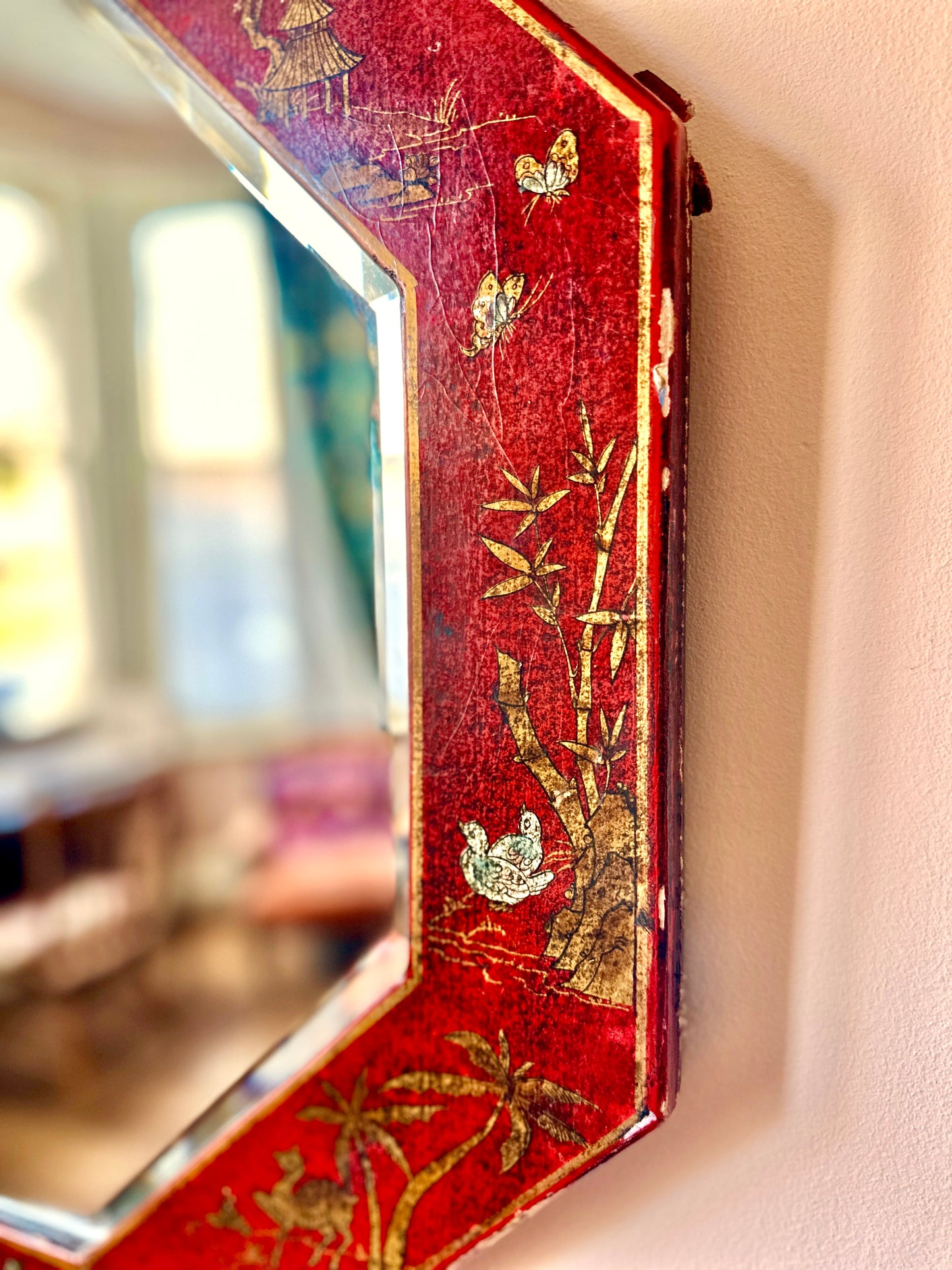 1920s Lacquered Chinoiserie Wall Mirror (1 of 2)