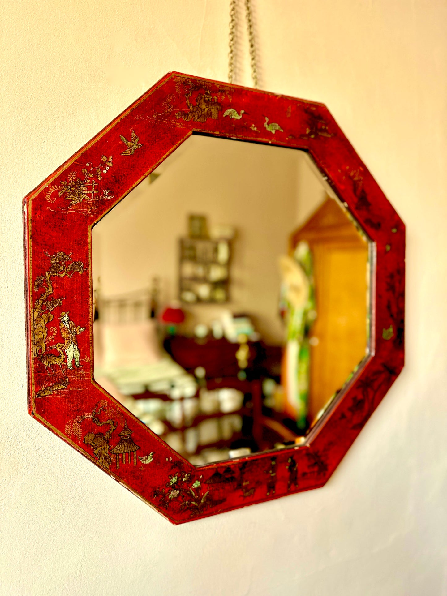 1920s Lacquered Chinoiserie Wall Mirror (1 of 2)