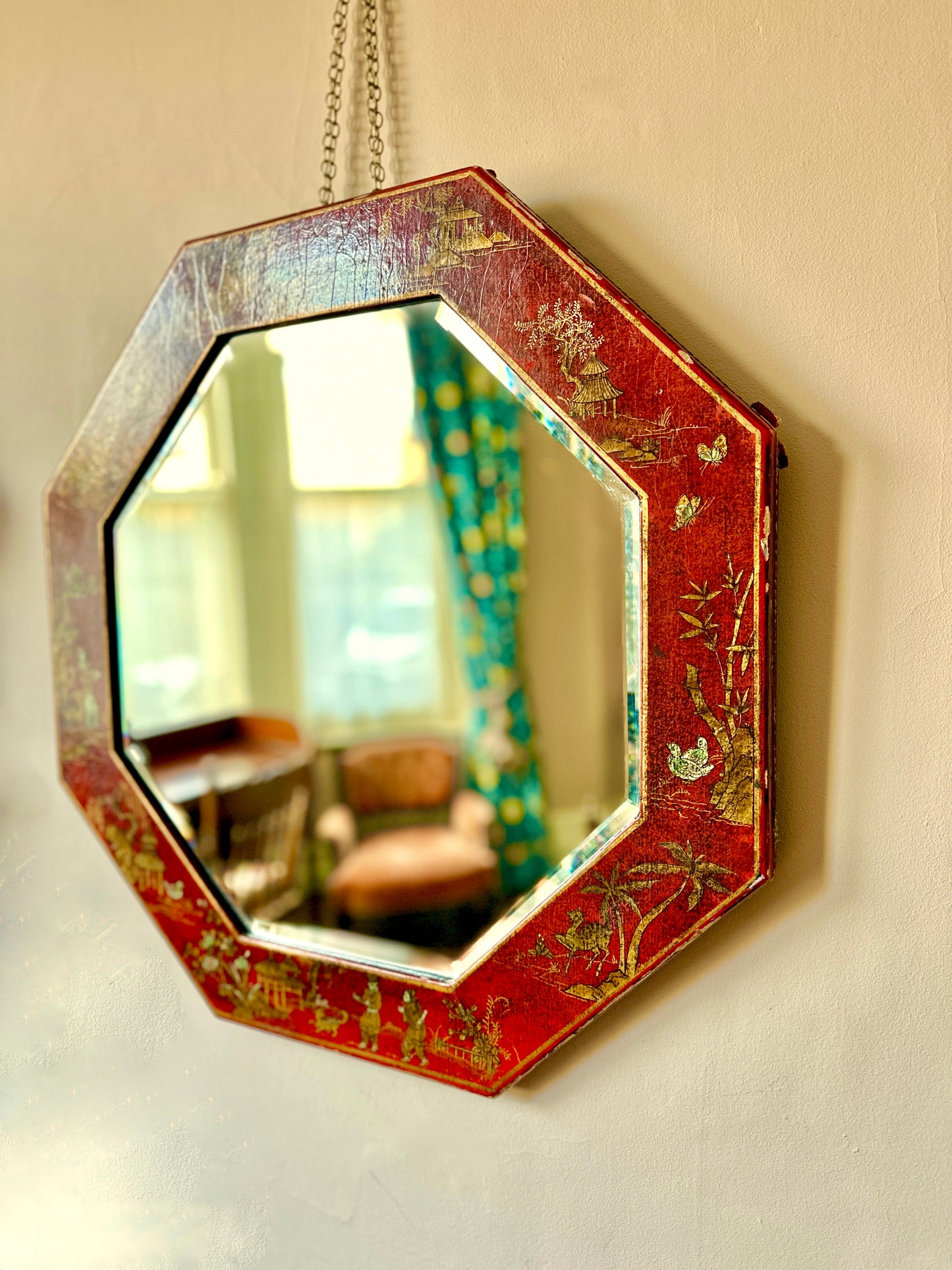 1920s Lacquered Chinoiserie Wall Mirror (1 of 2)