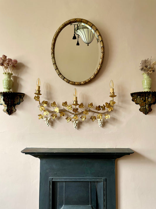 1940s Italian Grapevine Tole Wall Light