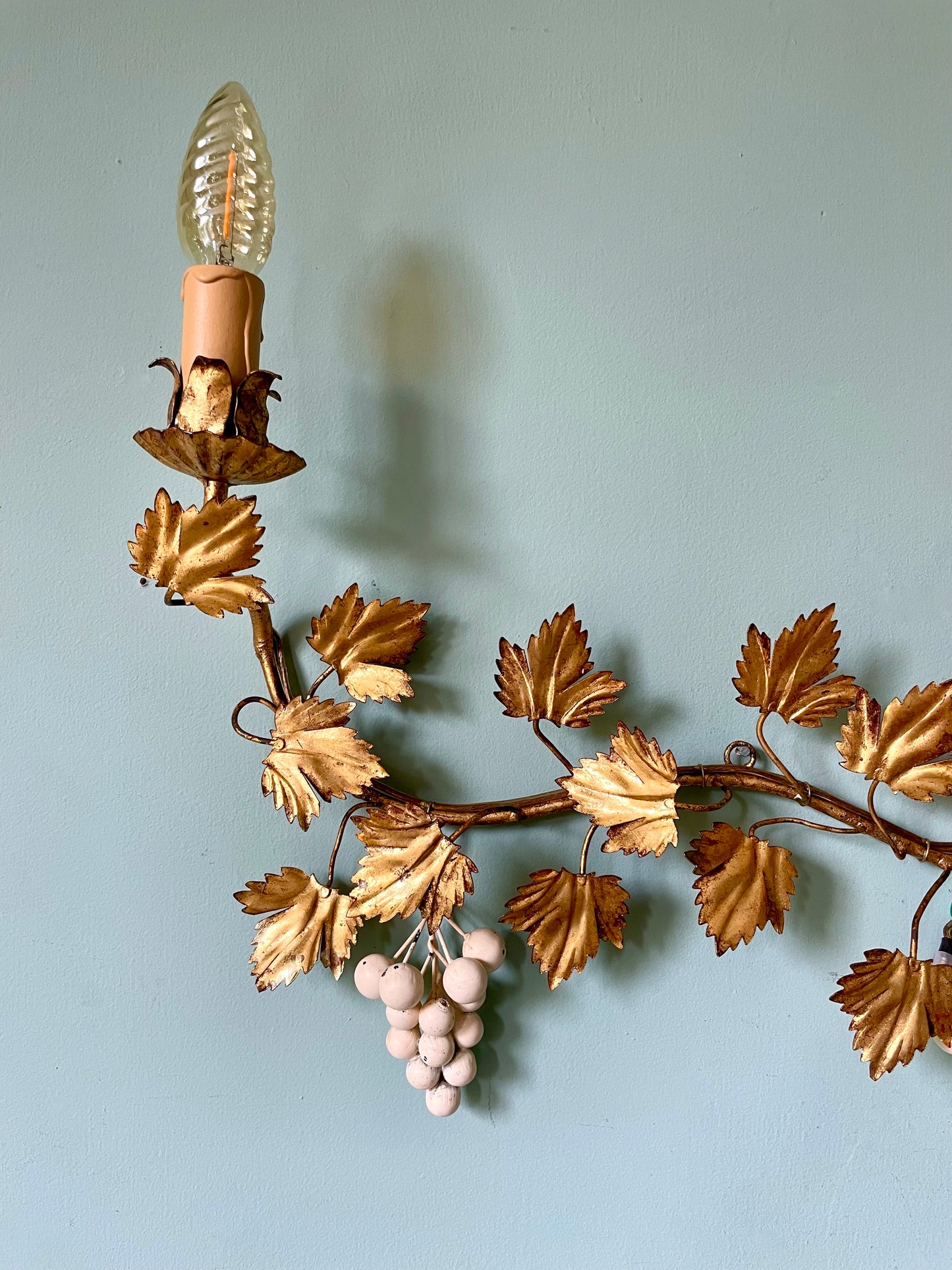 1940s Italian Grapevine Tole Wall Light
