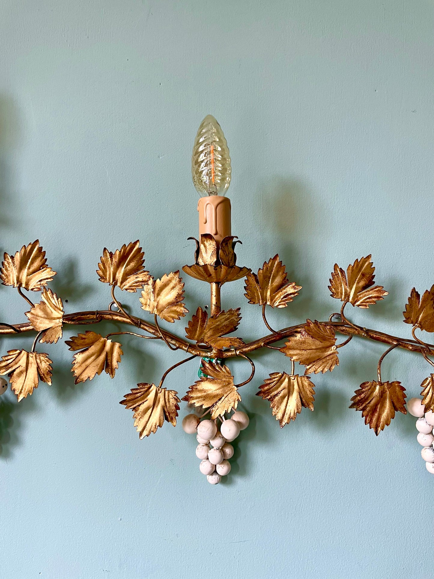 1940s Italian Grapevine Tole Wall Light