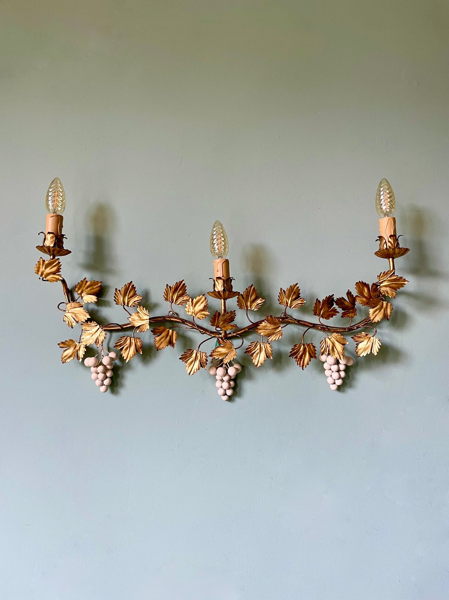 1940s Italian Grapevine Tole Wall Light