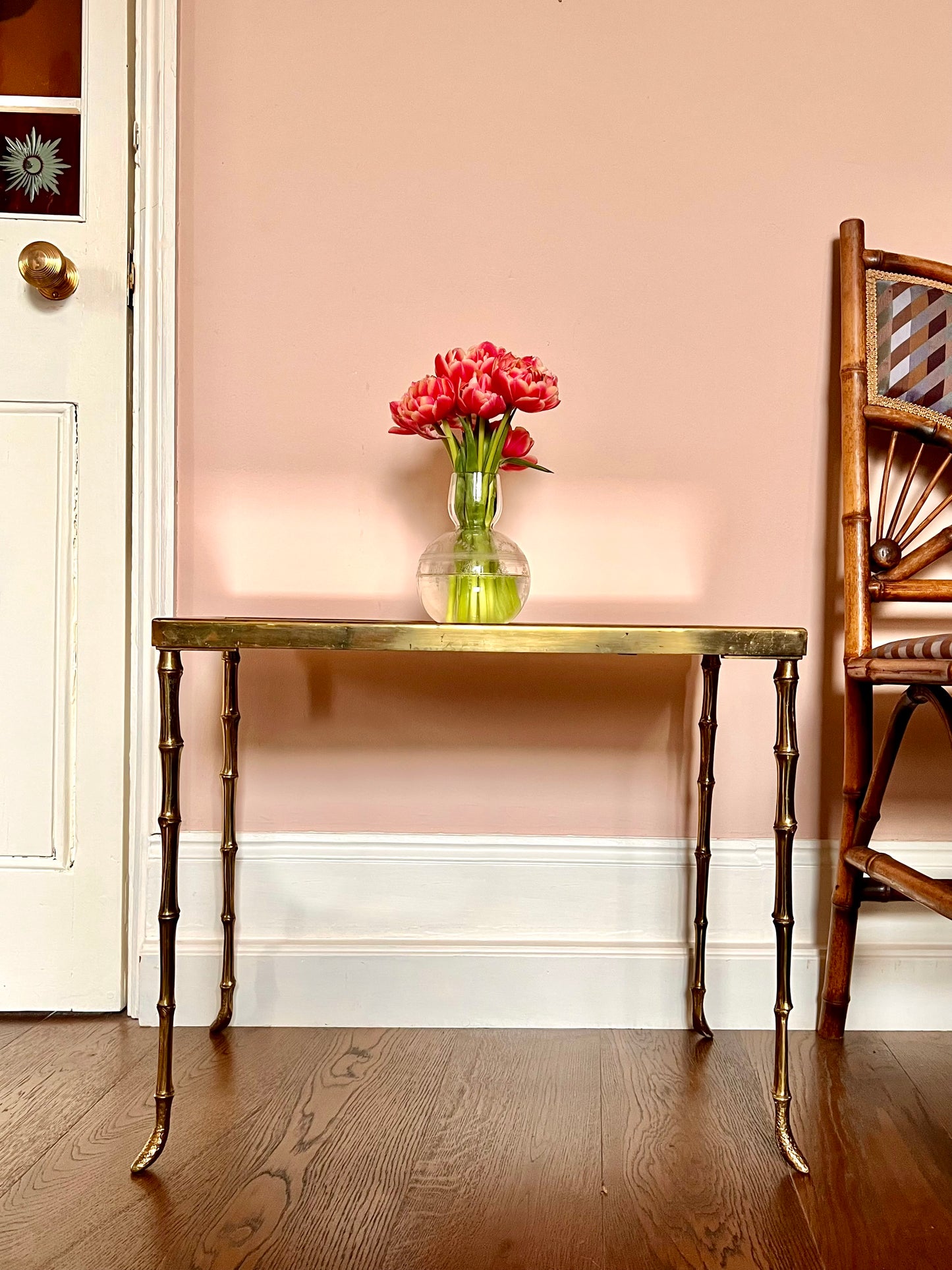 1960s Maison Baguès Faux Bamboo Side Table